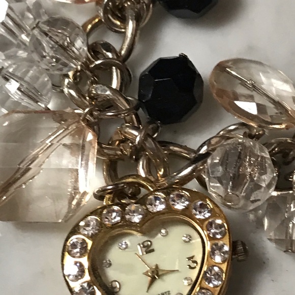 Ladies Charm Bracelet with clock - Picture 2 of 4